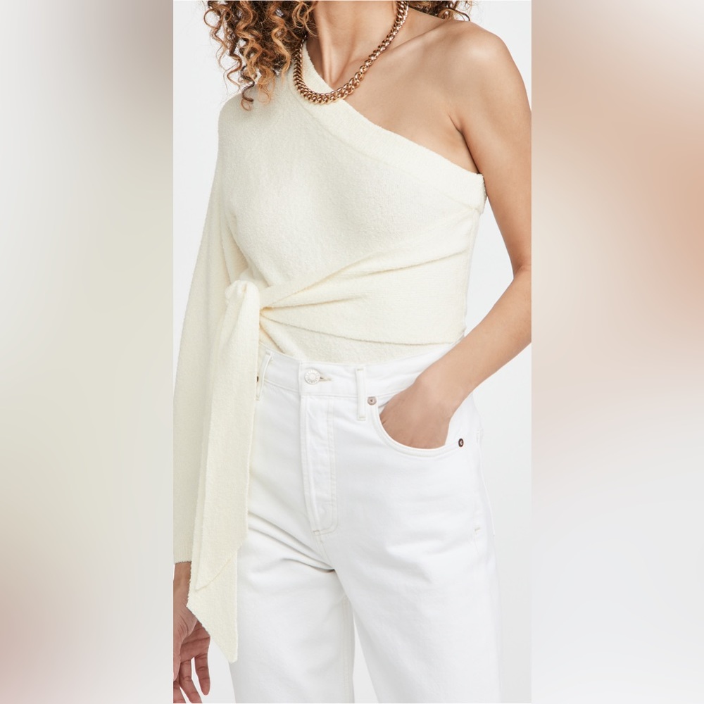 Nanushka Cleto one-shoulder wrap sweater